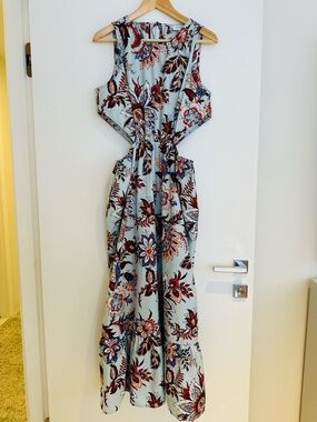 RHODE for Target Light Blue Maxi Dress with Red Pink Blue Floral Print